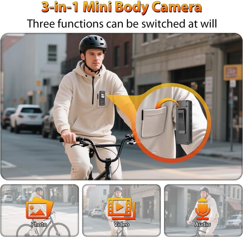 Amyway 64GB Mini Body Cam,1080P Video Camera with 180° Rotating Lens,120° Wide Angle,Audio and Video Recording, Portable Compact Personal Camera Personal Civilians, Police Law Enforcement - Image 3